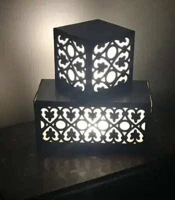 Wooden Double Lamp With Deep Laser Cutting